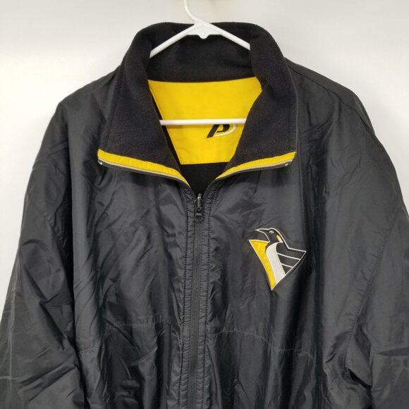 Vintage Pro Player Reversible Black Pittsburgh Penguins Jacket XL 90s Streetwear - Picture 9 of 16